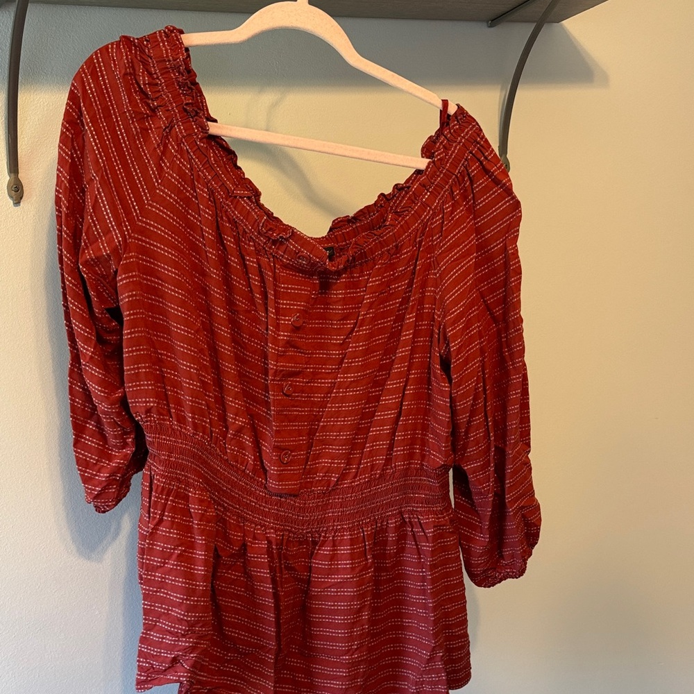 Lane Bryant Red Striped Blouse